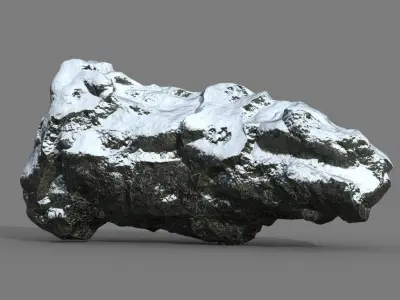 Low poly Snow Rock B-190426 Low-poly 3D model