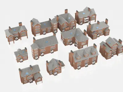 British House Design Collection - 12 Pieces 3D Model Pack