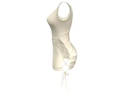 Lace Up Detail Bodycon Dress Low-poly 3D model