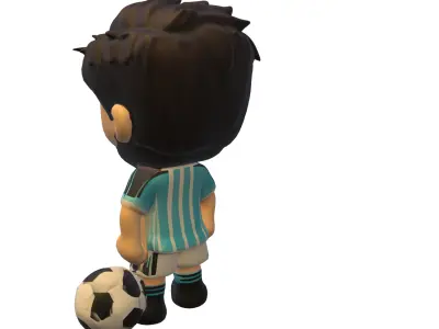 Stylized Bearded Soccer Player Low-poly 3D model