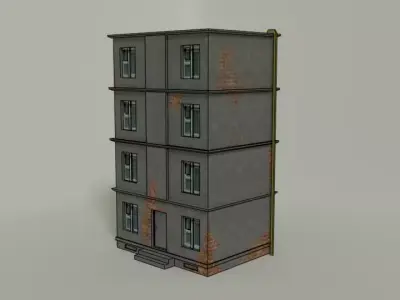 Apartment building Low-poly 3D model