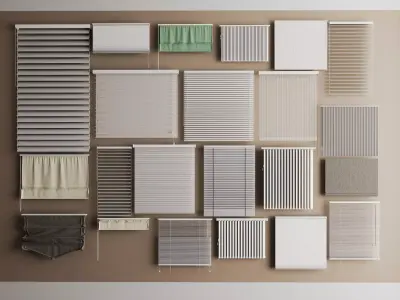 Modern Window Blinds Roman Shades Collection 3D Models Low-poly 3D model