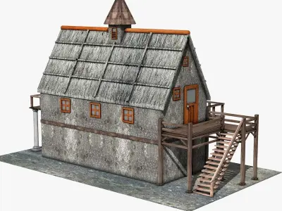 Two Floor Stone House 3D model