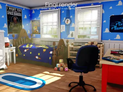 3D Cartoon bedroom environment from Toy Story 3D model