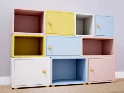 Kids Storage Cabinet 3D Model Low-poly 3D model