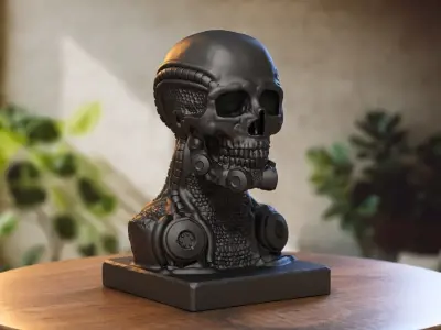 Robot Skull dragon bust Cyborg skull dragon 3D print model purchase