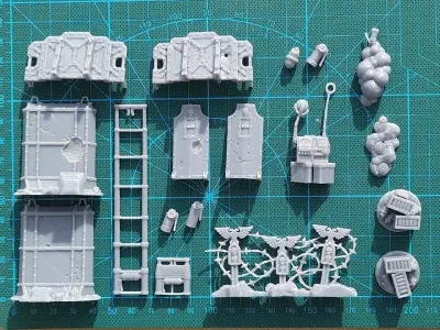 Terrain and barricades for wargame 3D print model