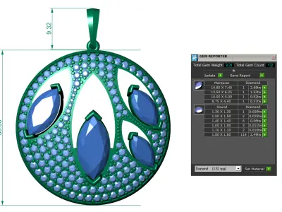 Elegant Pendant with Marquise Stones And Full Diamond Accents 3D print model purchase