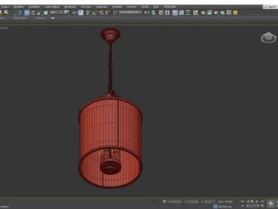 Cylinder Chandelier Light Fixture Traditional Glass Pendant Low-poly 3D model