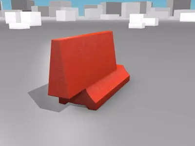 White and Red Road Traffic Barrier - Part 4 - Low-poly 3D model