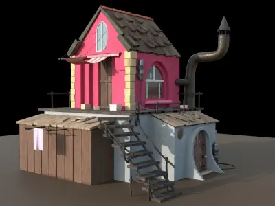 home for game Low-poly 3D model