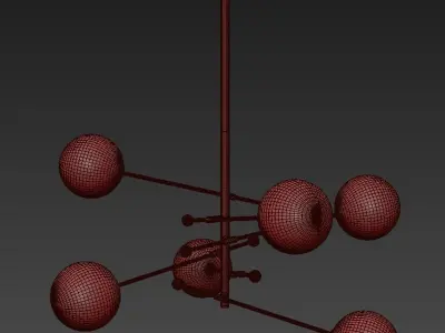 RH Glass Globe Mobile 6 ARM CHANDELIER 55 Brass 3D model