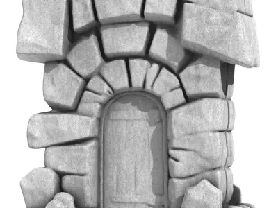 Medieval Stone Door 3 3D print model purchase