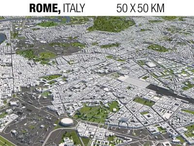 Rome Italy 50x50km City 3D Map 3D model