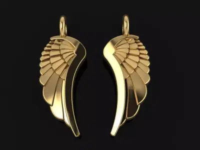 ANGEL WING DOUBLE SIDES PENDANT MID SIZE 3D print model