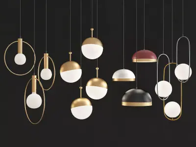 Four Hanging Light 3d model Low-poly 3D model purchase