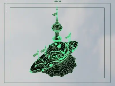 Cartoony Stylized Love Castle with windmill fountain bridges 3D model