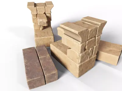 Ancient Sandstone Bricks Low-poly 3D model