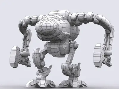 Mech robots engineers Low-poly 3D model