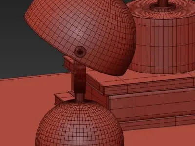 Lowe Table Lamp in White Marble Black Brass  Lamps 3D model