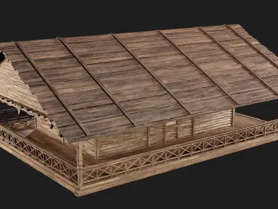 Old Wooden House 4K Textures GameReady 142 Low-poly 3D model