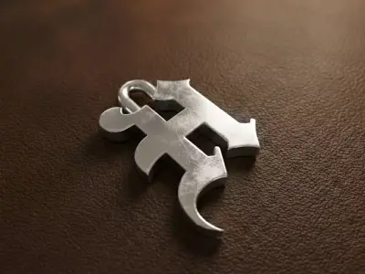 Gothic Letter H Pendant 3D print model