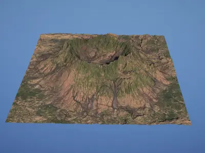 Landscape Environment Volcano Snow 02 Low-poly 3D model