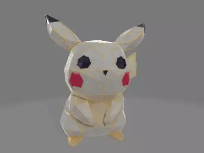 High Poly Pikachu Sculpture 3D print model