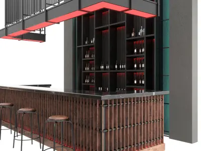 Loft  bar 3D model shop