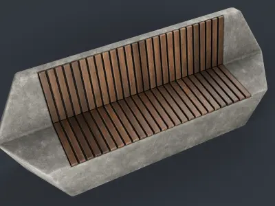 Modern Outdoor Bench 31 PBR Game Ready Low-poly 3D model