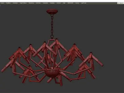 ELTON modern chandelier in brass and glass Low-poly 3D model