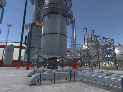 Modular Oil Refinery pack Low-poly 3D model