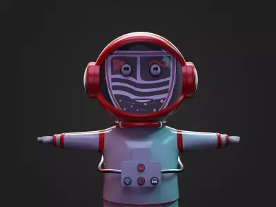 Stylized Cartoon Astronaut Character 3D model