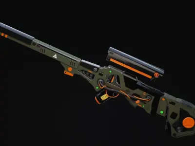 Zyphon Rifle Scifi Game Ready Low-poly 3D model