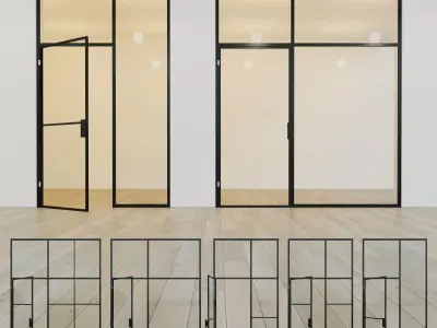 Glass partition door Set 11 Low-poly 3D model