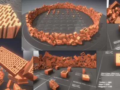 Clay Brick Demolition Waste Low-poly 3D model