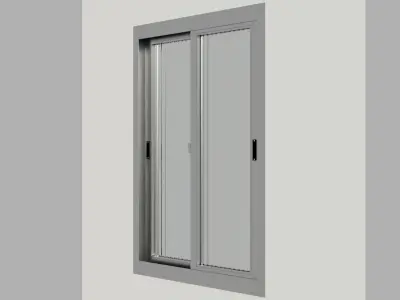 Bathroom Window Aluminium with Ribbed Glass 3D model