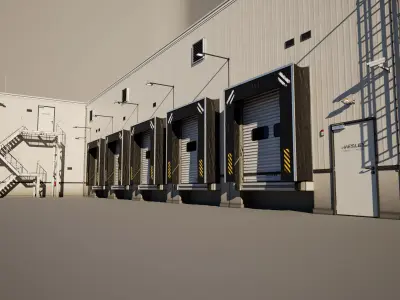 Industrial Warehouse Building with Loading Dock 3D model