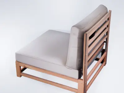 Modular Outdoor Lounge - Low Poly Garden Sofa Element Free 3D model