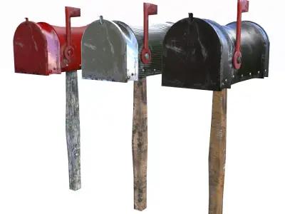 Old Mailboxes Collection Lowpoly 3D Model Pack