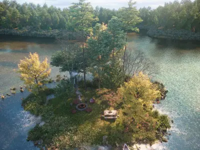 The Island in middle of lake 3D model
