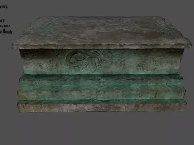Tomb 2 stone bench Low-poly 3D model