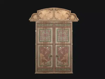 Asian Lion Head Door Game Ready 3D Model Low-poly 3D model