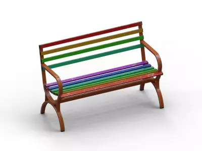 Old Street Bench Low-poly 3D model
