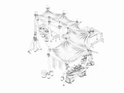 Game Prairie - stalls 02 3D model