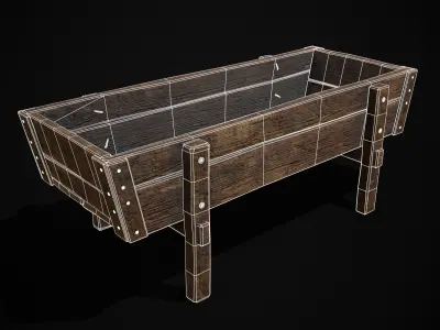 Wooden Trough Low-poly 3D model