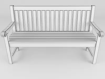 Wooden garden bench 3D model purchase