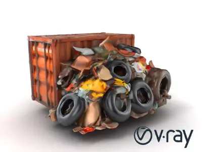Urban Waste Environment Scene model pack Low-poly 3D model