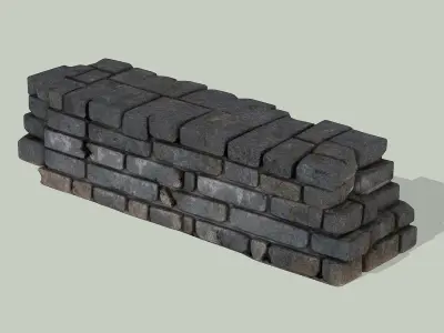 Old stone wall Low-poly 3D model