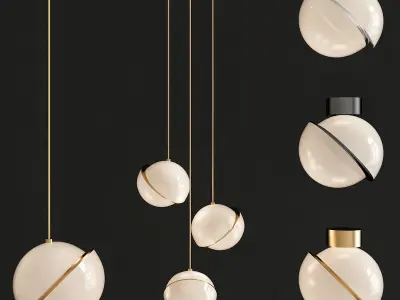 Chandelier 3d model collection 10 Pieces Low-poly 3D model